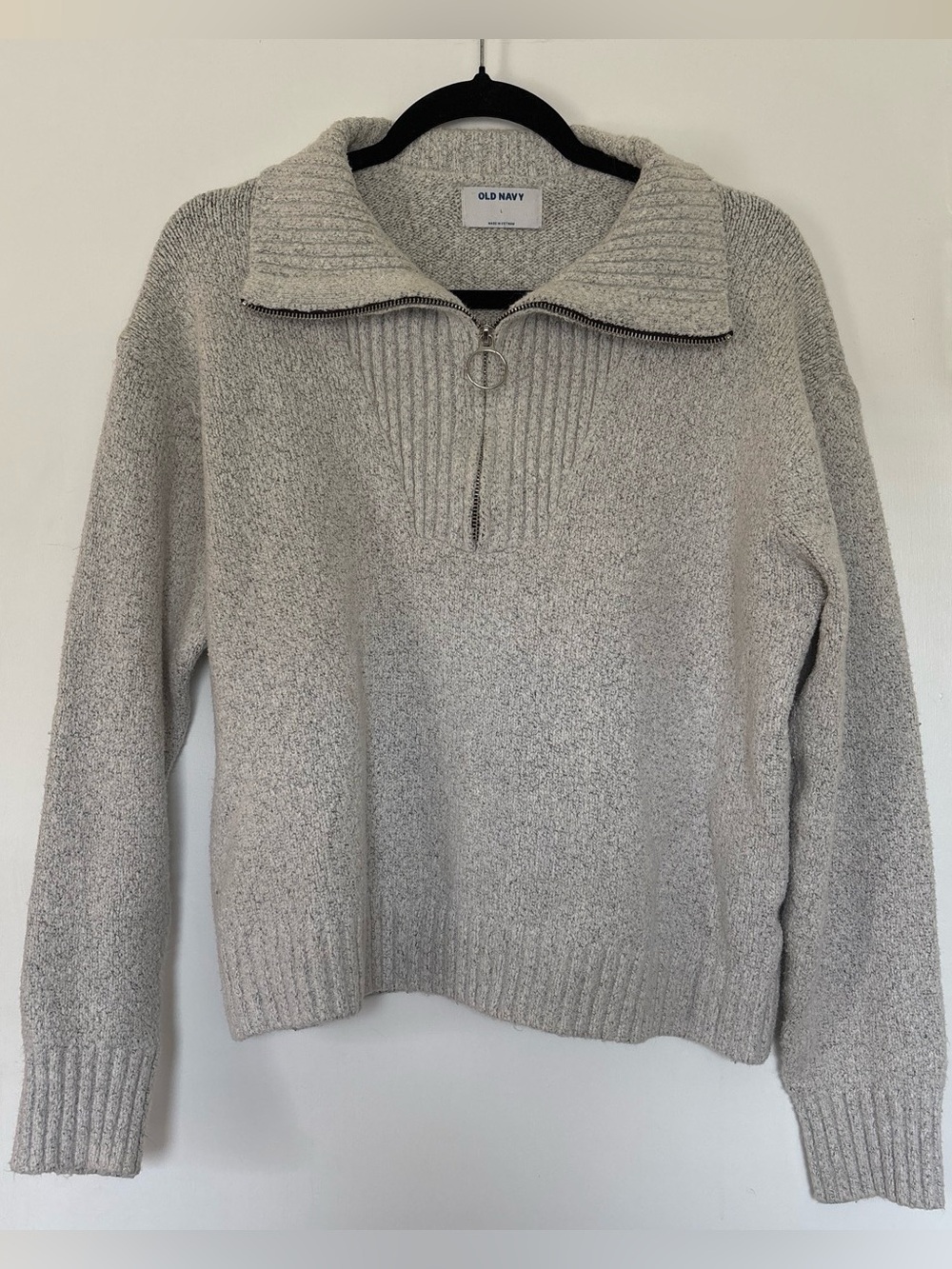Old Navy Light Gray Quarter Zip Pullover Sweater